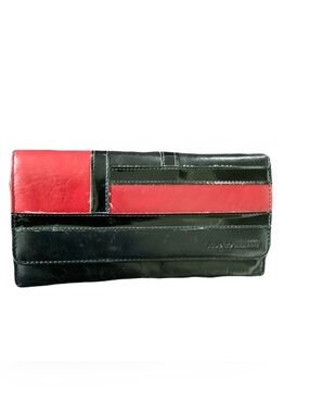 Classic Vintage Club Rochelier Two-Tone Black and Red Leather Wallet